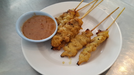 Pork Satay and Peanut Sauceの写真素材