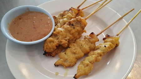 Pork Satay and Peanut Sauceの写真素材