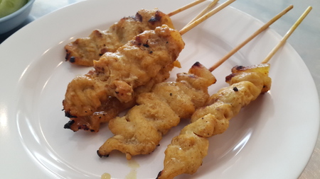 Pork Satay in dishの写真素材