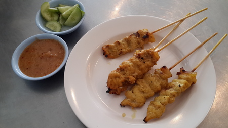 Pork Satay and Peanut Sauceの写真素材