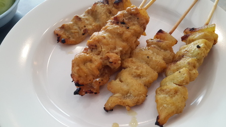 Pork Satay in dishの写真素材