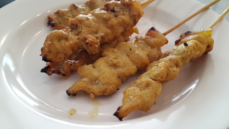 Pork Satay in dishの写真素材