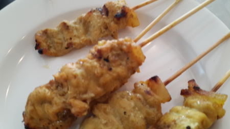 Pork Satay in dishの写真素材