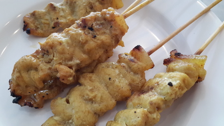Pork Satay in dishの写真素材