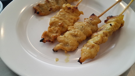 Pork Satay in dishの写真素材