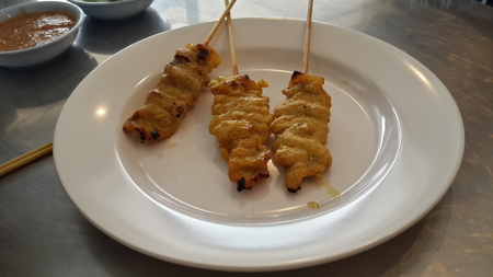 Pork Satay in dishの写真素材