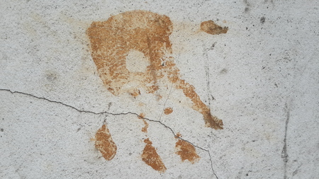 hand prints on the wallの写真素材