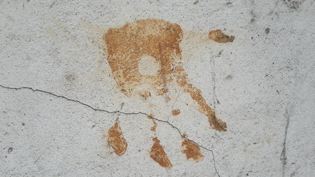 hand prints on the wallの写真素材