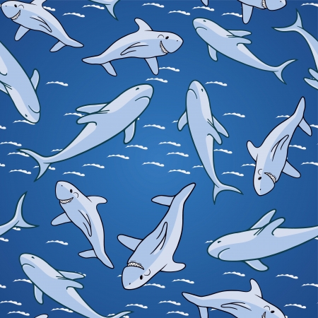 Seamless with stylized sharks.のイラスト素材