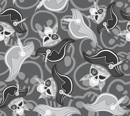 Seamless texture with skull and pirate hat. EPS 8.のイラスト素材
