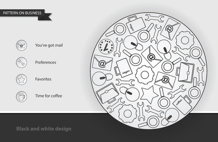 Template with abstract pattern on business. Template in a flat design with a pattern of icons.のイラスト素材