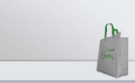 Non Woven Mockup Bags. on White Deskの写真素材