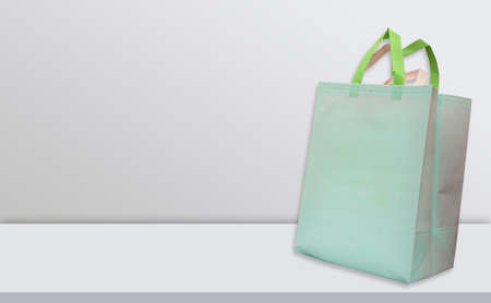 Non Woven Mockup Bags. on White Deskの写真素材