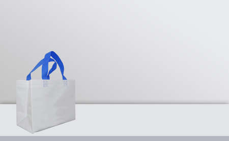 Non Woven Mockup Bags. on White Deskの写真素材