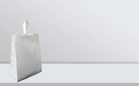 Non Woven Mockup Bags. on White Deskの写真素材
