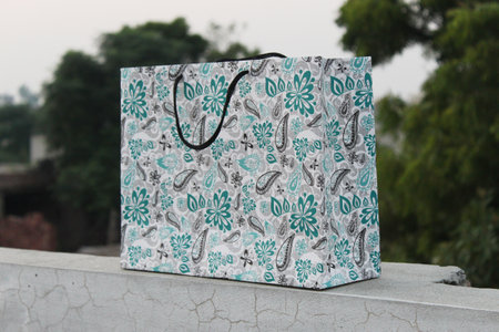 colorful paper shopping bags. Set of Colorful Empty Bags for Mockup. Composition of space for branding. close up view bagsの写真素材