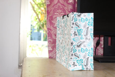colorful paper shopping bags. Set of Colorful Empty Bags for Mockup. Composition of space for branding. close up view bagsの写真素材