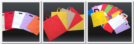 Shopping bags collection with amazing colors. Group of ECO Shopping bags for the website and social networks. Web banners for sales. Nonwoven Bag Header Banner for Website. Use ECO Bag.の写真素材