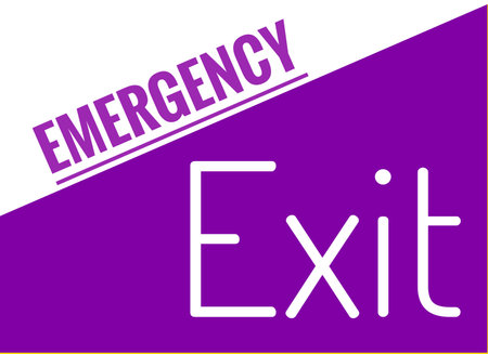 Exit sign set. Emergency and fire exit icons Isolated text design illustration.の写真素材