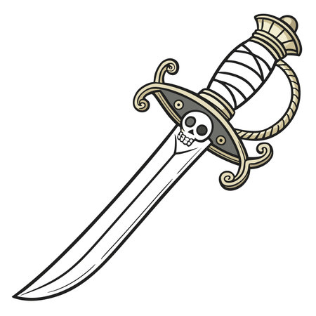 Illustration of a dagger with a skull on a white background.のイラスト素材