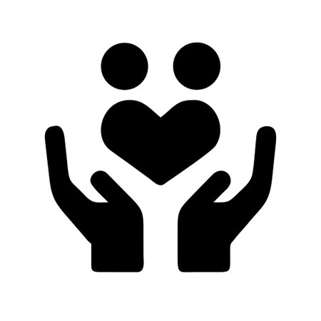 Hands with heart icon. Black on white. Vector illustration.のイラスト素材