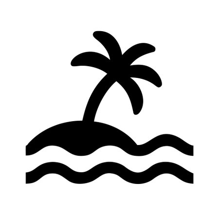 Island with palm tree on a white background. Vector illustration.のイラスト素材