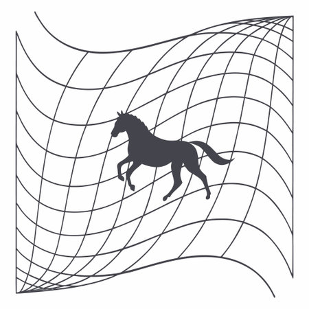 Horse in the net. Vector illustration isolated on white background.のイラスト素材