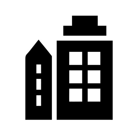 Building Icon. Flat style black on white background. Vector illustration.のイラスト素材