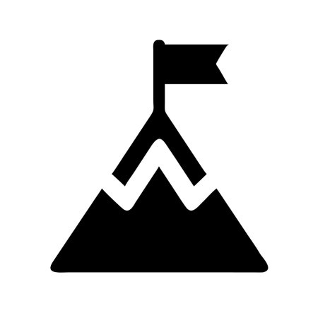 Mountain with flag on top. Flat style. Vector illustration.のイラスト素材