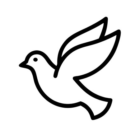 Dove icon vector. A thin line sign. Isolated contour symbol illustrationのイラスト素材