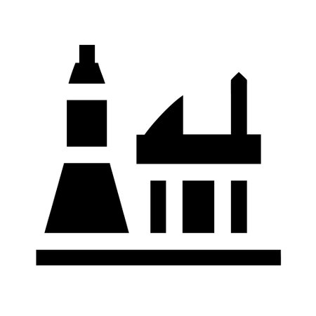 Factory icon vector. Black and white illustration. Solid linear icon.のイラスト素材