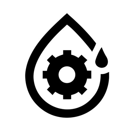 Drop of water with gear vector icon. Flat design style eps 10のイラスト素材