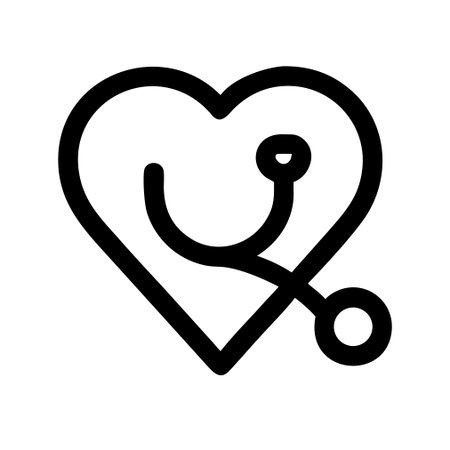 Heart and stethoscope. Vector illustration. Black and white.のイラスト素材