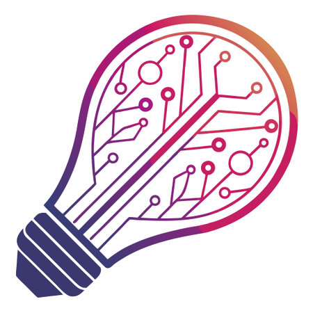 bulb light with circuit board vector illustration neon style and purple colorのイラスト素材