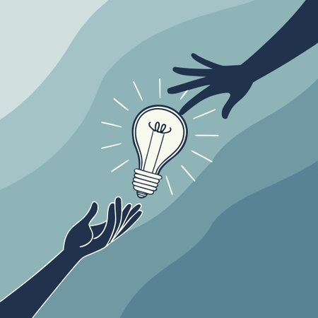 hand holding a lightbulb, idea concept, vector art illustrationのイラスト素材