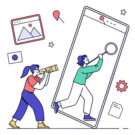 Smartphone and people with camera. Flat design. Vector illustration.のイラスト素材