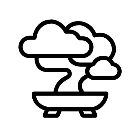 Bonsai Tree Icon Vector. Outline Bonsai Tree Sign. Isolated Contour Symbol Illustrationのイラスト素材