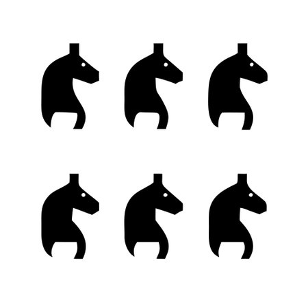 Horse icons set. Black silhouettes of horses on white backgroundのイラスト素材