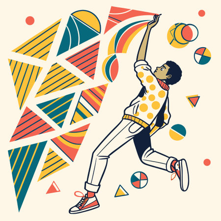 Vector illustration of an african american young man dancing hip-hop.のイラスト素材