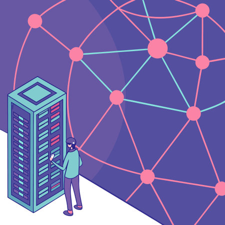 Data center and hacker man vector illustration graphic design vector illustration graphic designのイラスト素材
