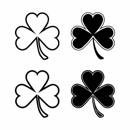 Set of four clover leaves. St. Patrick's Day. Vector illustrationのイラスト素材
