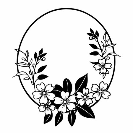 circular frame with flowers and leafs icon vector illustration designiconのイラスト素材