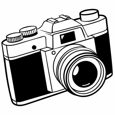 Vector illustration of a camera. Isolated object on a white background.のイラスト素材