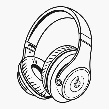 Headphones isolated on a white background. Vector illustration in doodle style.のイラスト素材