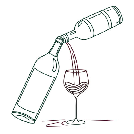 Bottle and glass of wine. Hand drawn sketch vector illustration.のイラスト素材