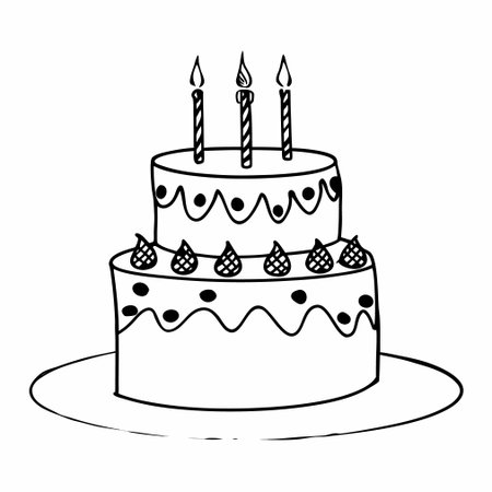birthday cake with candles icon cartoon in black and white vector illustration graphic designのイラスト素材