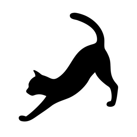 Black silhouette of a cat on a white background. Vector illustration.のイラスト素材