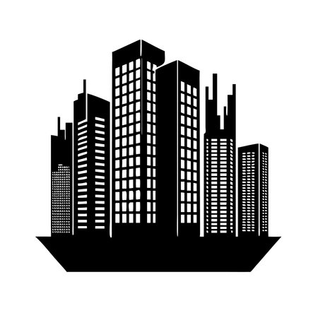 buildings cityscape isolated icon vector illustration design  black and whiteのイラスト素材