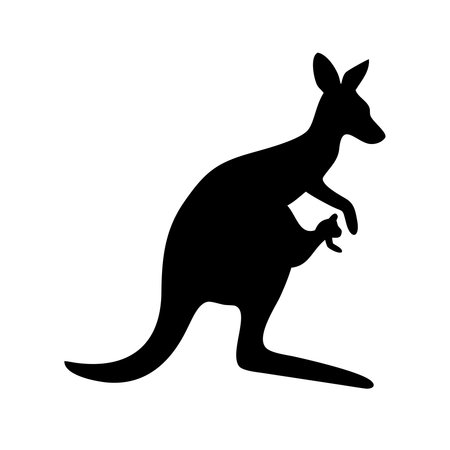 Kangaroo icon. Silhouette of a kangaroo on a white background.のイラスト素材