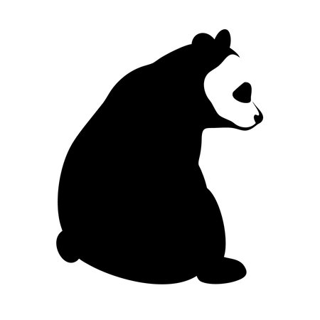 Silhouette of a panda on a white background. Vector illustrationのイラスト素材